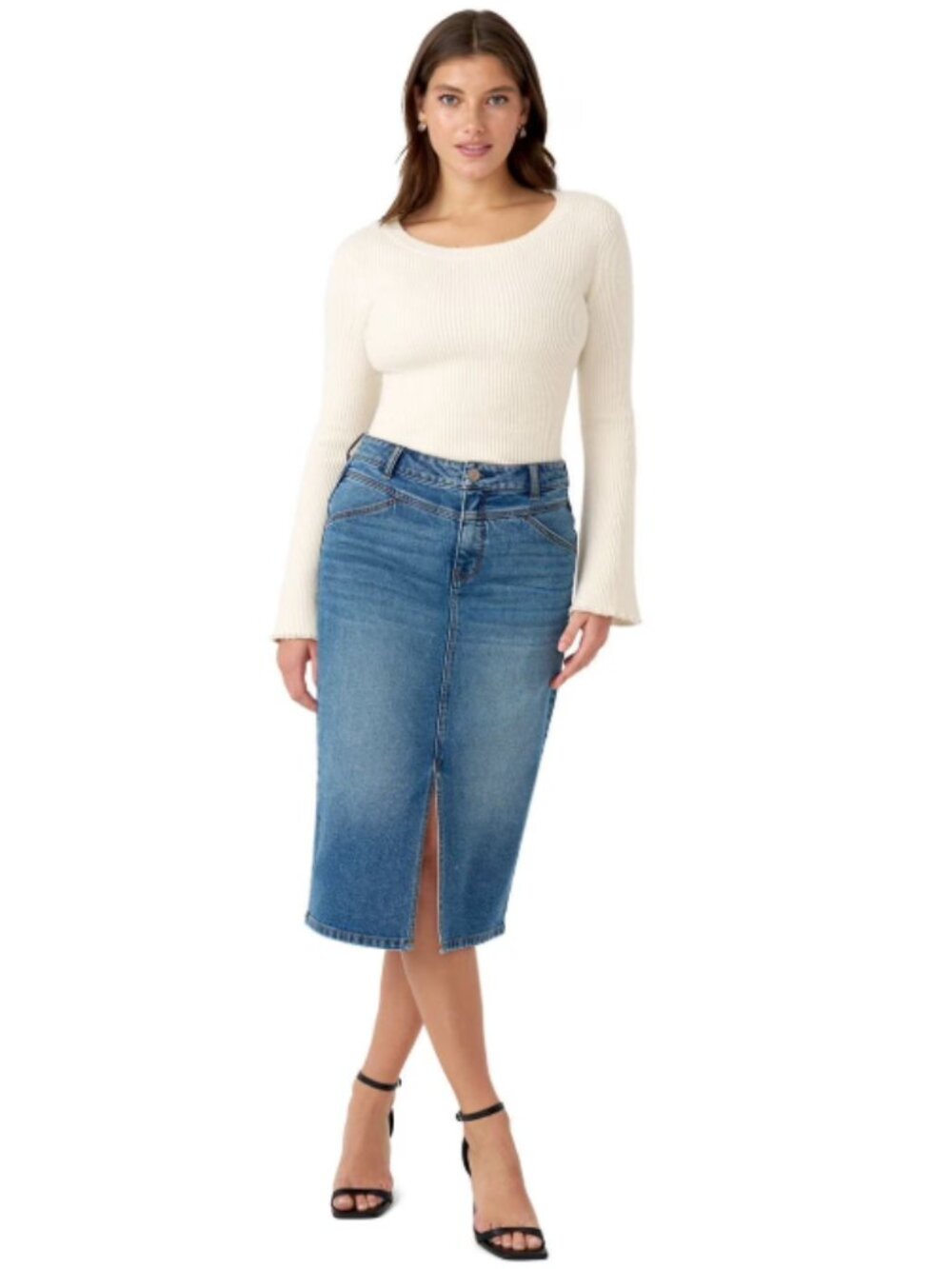 Edited by Hunter McGrady Women's Denim Midi Skirt